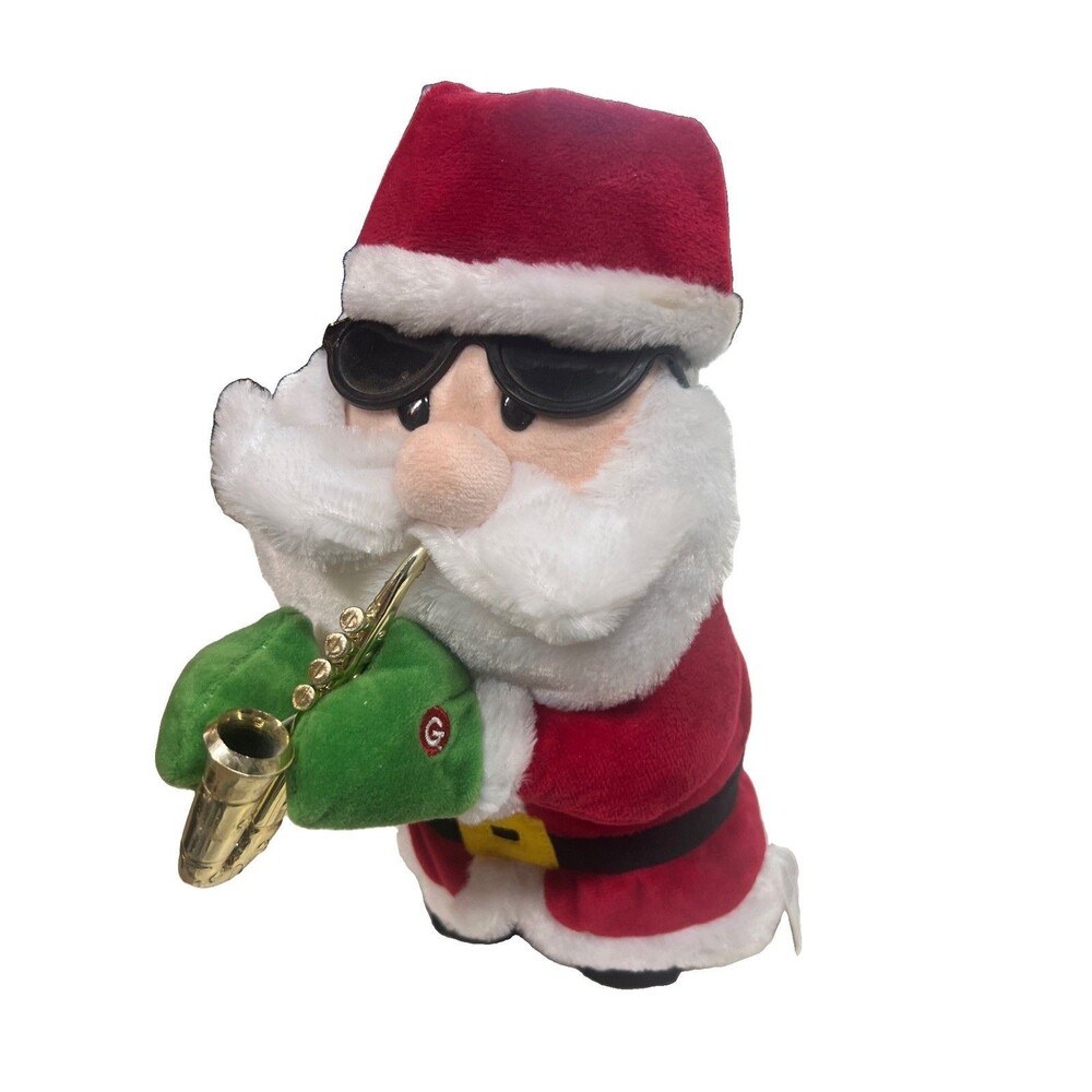 Gemmy Jingle Bell Santa Saxophone Playing Dancing Sunglasses 14" Works Holiday